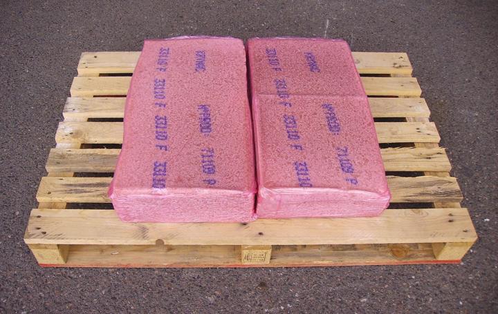 Nitrile rubber (NBR) bales on a pallet